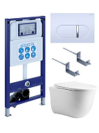 SET AQUATEK КЛАССИК cm-042 4в1 (рама AQUATEK INS-0000025 +крепление KKI-0000002 +кнопка KDI-0000042 +унитаз AQ1112-00 +тонкое сиденье с механиз) 500_191_3232699