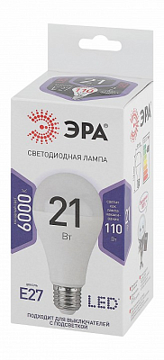 Лампа светодиодная Эра Стандарт E27 21Вт 6000K LED A65-21W-860-E27 400_400_2474245