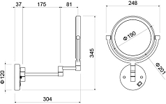 AQ4915CR зеркало косметическое настенное с подсветкой 5х 250_100_2413449
