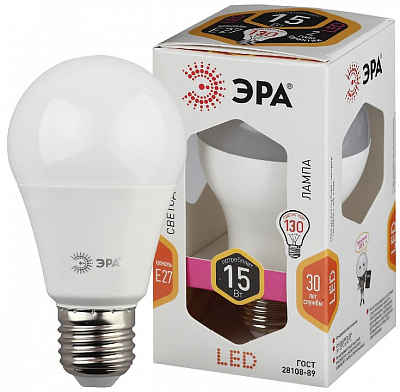 Лампа светодиодная Эра Стандарт E27 15Вт 2700K LED A60-15W-827-E27 400_400_2473470