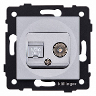 Розетка двойная RJ-11 и Ethernet RJ-45, без рамки Kollinger  REA-013GY 500_191_3123266