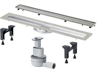 753207 Advantix Basic Set душевой лоток (нерж.сталь) 750 мм в комп. с сифоном 0.5 л/сек, ножками, дизайн решеткой под плитку ER13 мод. 4983.20 400_400_3224599