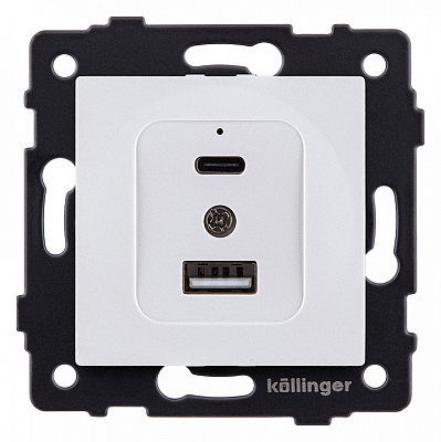 Розетка 2хUSB type A и C без рамки Kollinger  REA-037WH 400_400_3123523