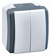 Выключатель двухклавишный влагозащищенный Mono Electric Octans IP54 154-020001-102 500_191_2301850