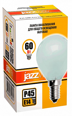 Лампа накаливания Jazzway  E14 60Вт 2700K P45 240V 60W E14 frosted 400_400_2870912