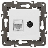 ТВ-розетка и розетка Ethernet RJ-45 без рамки Эра Эра Elegance 14-3110-01М 500_191_2402335