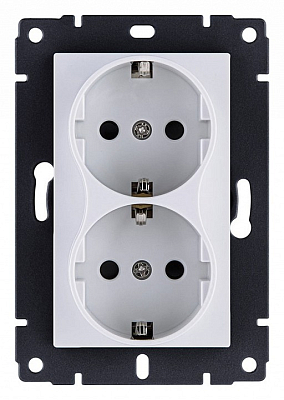 Розетка двойная с заземлением, без рамки Kollinger  REA-032WH 400_400_3123461