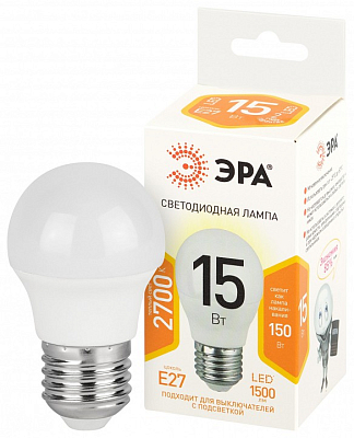 Лампа светодиодная Эра Стандарт E27 15Вт 2700K LED P45-15W-827-E27 400_400_2474767