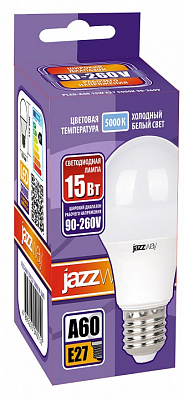 Лампа светодиодная Jazzway  E27 15Вт 5000K PLED-SP A60 15W E27 5000K 90-260V 400_400_2871009