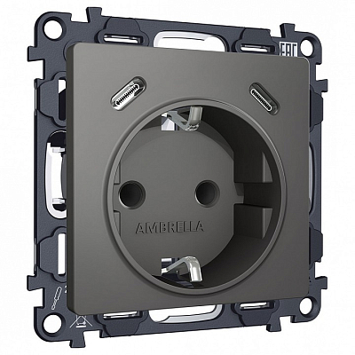 Розетка с заземлением и 2хUSB type C, без рамки Ambrella Volt ALFA MA660510 400_400_3231062