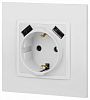 Розетка с заземлением и со шторкой и 2хUSB, без рамки Эра Эра Elegance 14-4109-01М 100_100_2402112