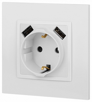 Розетка с заземлением и со шторкой и 2хUSB, без рамки Эра Эра Elegance 14-4109-01М 400_400_2402112