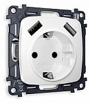 Розетка с заземлением и 2хUSB type A, без рамки Ambrella Volt OMEGA MO109010 250_100_Array