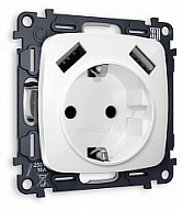 Розетка с заземлением и 2хUSB type A, без рамки Ambrella Volt OMEGA MO109010 500_191_2307863