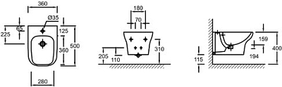 EME0002-00 Подвесное биде Vox, белый 400_400_2415149