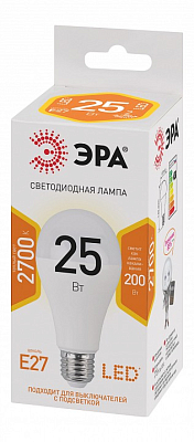 Лампа светодиодная Эра Стандарт E27 25Вт 2700K LED A65-25W-827-E27 400_400_2474254