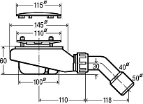 634100 Tempoplex сифон 115 х 40/50, хром накладка, проп.способность 0,55 л/с, H=60 мм, для поддонов D=90 мм, отводящее колено 45° 250_100_2731560