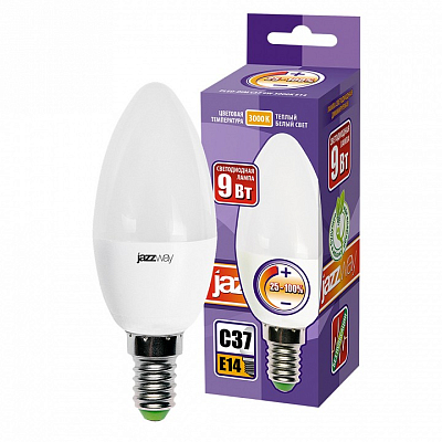 Лампа светодиодная Jazzway  E14 9Вт 3000K PLED- DIM C37  9w 3000K E14 400_400_2869560