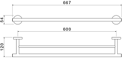 AQ4230MB ОБЕРОН полотенцедержатель двойной 600 мм, матовый черный 250_100_2412605