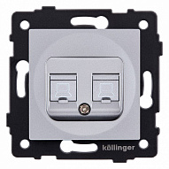 Розетка двойная Ethernet RJ-45 и со шторками, без рамки Kollinger  REA-019GY 500_191_3123353