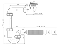 Сифон для раковины АНИ Пласт DB5015 1 1/4 дюйма 32 с гибкой трубой 32х32/40 250_100_2913395