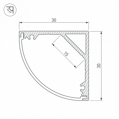 Профиль накладной Arlight SL-KANT-H30-2000 ANOD 019333 400_400_1887198