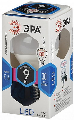 Лампа светодиодная Эра Стандарт E14 9Вт 4000K LED P45-9W-840-E14 400_400_2473802
