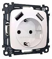 Розетка с заземлением и 2хUSB type A, без рамки Ambrella Volt OMEGA MO209010 500_191_2307162
