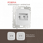 Розетка двойная RJ-11 и Ethernet RJ-45, без рамки Arte Milano am-205 205.44-1.silver 250_100_2167097