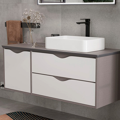 Столешница EQUIL Smile 120 на тумбу лен антрацит/графит раковина справа (78531) 400_400_2903097