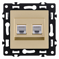 Розетка двойная Ethernet RJ-45 и со шторками, без рамки Kollinger Asthetik AS-018GD 500_191_3118830