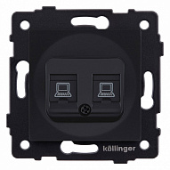 Розетка двойная Ethernet RJ-45 и со шторками, без рамки Kollinger  REA-019BM 500_191_3123344