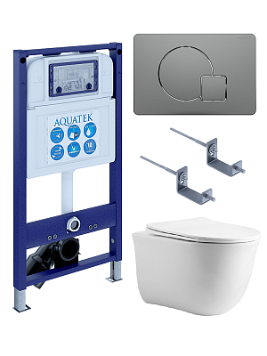 SET AQUATEK КЛАССИК cm-070 4в1 (рама AQUATEK INS-0000025 +крепление KKI-0000002 +кнопка KDI-0000070 +унитаз AQ1112-00 +тонкое сиденье с механиз) 400_400_3232707
