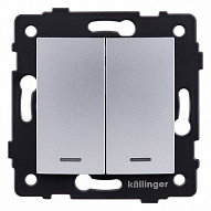 Выключатель двухклавишный с подсветкой без рамки Kollinger  REA-R-008GY 500_191_3123755
