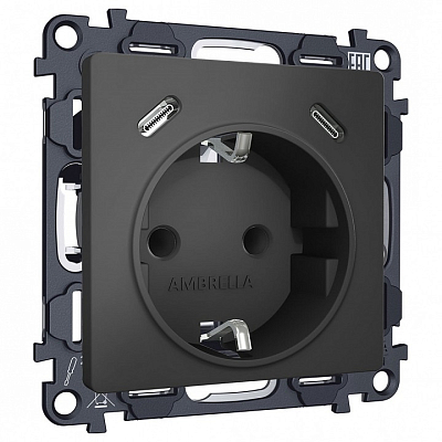 Розетка с заземлением и 2хUSB type C, без рамки Ambrella Volt ALFA MA910510 400_400_3231084