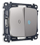 Выключатель проходной двухклавишный с подсветкой без рамки Ambrella Volt OMEGA MO504040 500_191_2307307