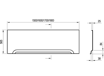 передняя панель U 180 см белая (универсальная) 400_400_2733364