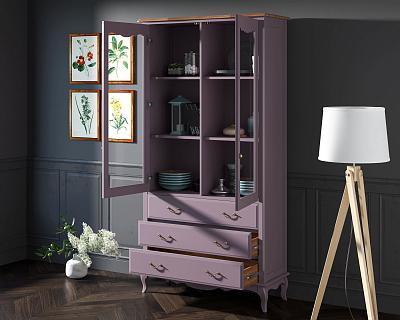 Шкаф "Leontina Lavanda" для посуды высокий 3 ящика арт ST9355/3L 400_400_1933627
