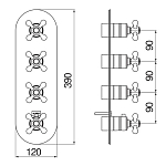 GRC5104BR GRAZIA термастатический смеситель на 4 потребителя (внешняя часть), бронза 250_100_2415263