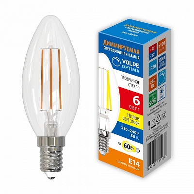 Лампа светодиодная Uniel OPTIMA DIM E14 6Вт 3000K UL-00009241 400_400_2683774