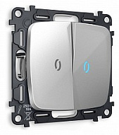 Выключатель проходной двухклавишный с подсветкой без рамки Ambrella Volt OMEGA MO404040 500_191_2307277