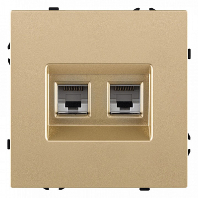 Розетка двойная Ethernet RJ-45 и со шторками, без рамки Kollinger Eclipse EC-018GD 400_400_3118845