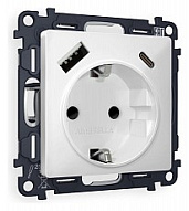 Розетка с заземлением и 2хUSB type A и C, без рамки Ambrella Volt ALFA MA130010 500_191_2306783
