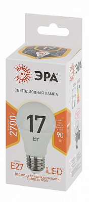 Лампа светодиодная Эра Стандарт E27 17Вт 2700K LED A60-17W-827-E27 400_400_2473919