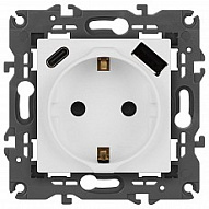 Розетка с заземлением и со шторкой и 2хUSB, без рамки Эра Эра Elegance 14-4108-01М 500_191_2402614