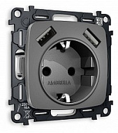 Розетка с заземлением и 2хUSB type A, без рамки Ambrella Volt OMEGA MO659010 500_191_2307403