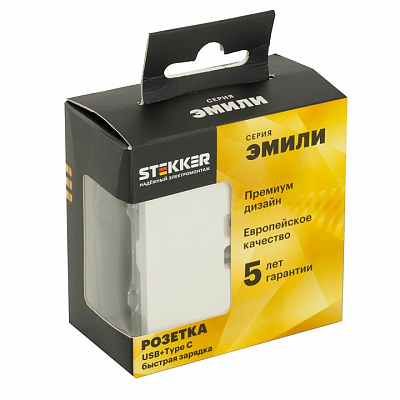 Розетка 2хUSB type A и C без рамки Stekker Эмили 49879 400_400_2160101
