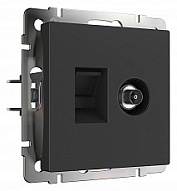 ТВ-розетка и розетка Ethernet RJ-45 без рамки Werkel черный матовый W1181308 500_191_2261465
