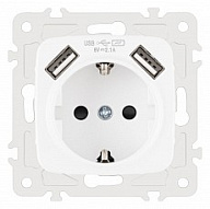 Розетка с заземлением и со шторкой и 2хUSB, без рамки Arte Milano am-205 205.47-1.white 500_191_2302638