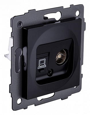 ТВ-розетка и розетка Ethernet RJ-45 без рамки Kollinger  REA-021BK 400_400_3123381